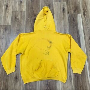 VTG 70s Russell Athletic Gold Tag Made in USA Distressed Hoodie Sweatshirt Large